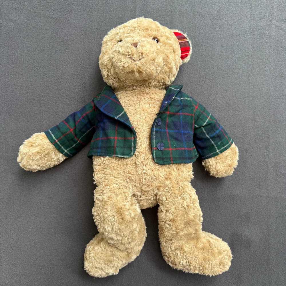 Gund x Pendleton Teddy Bear Tan Plush Plaid Jacket Tartan Ears Feet 22 Inch